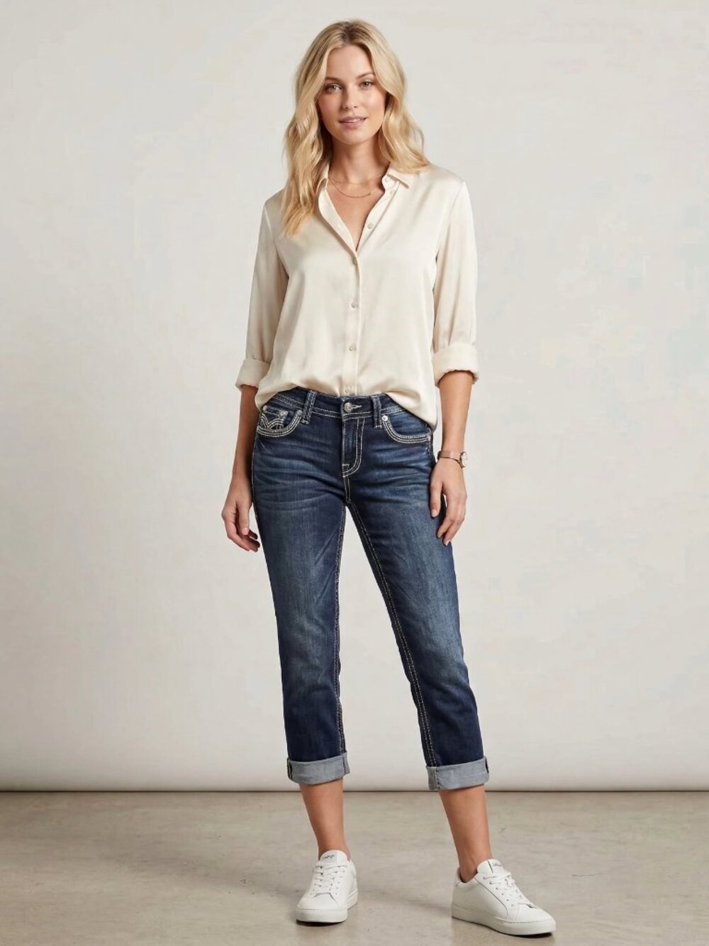 SILVER BRAND Dark Blue Jean Capris for Women